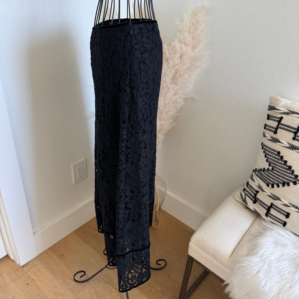 See by Chloé Black Lace Wide-Leg Cropped Pants Women's 34 FR /2 US /XS High Rise - Picture 3 of 14